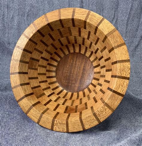 Hand Turned Segmented Wooden Bowl Mahogany And Maple A Etsy