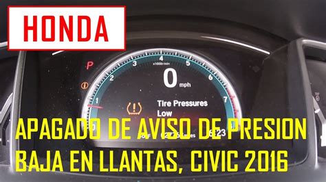 Apagado De Aviso De Presi N Baja En Llantas Honda Civic Youtube