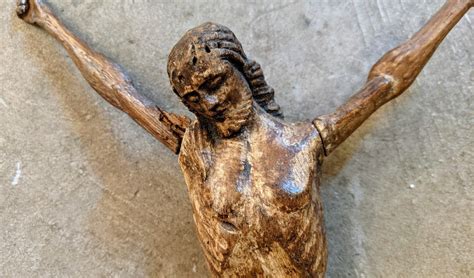 Proantic Christ En Bois Sculpt