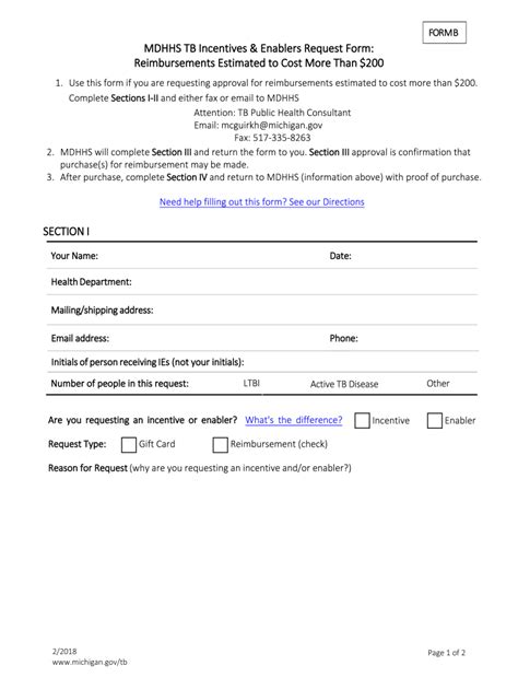 Fillable Online MDHHS TB Incentives Enablers Request Form Fax Email