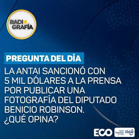 ECO TV on Twitter PreguntaDelDía La ANTAI sancionó con 5 mil dólares