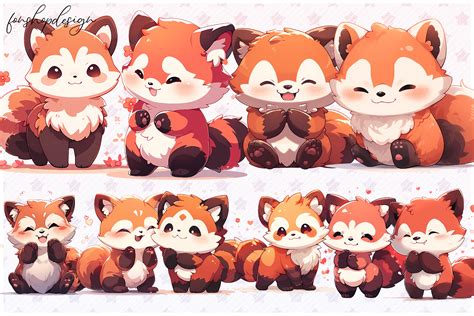 Kawaii Red Panda Clipart Illustration Graphic By FonShopDesign