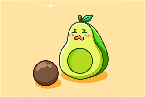 Cute And Sad Avocado Icon Illustration Graphic By Neves Graphic