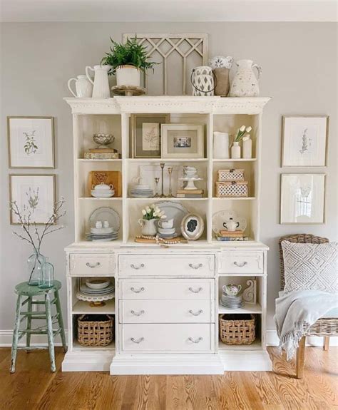 White Hutch Buffet with Farmhouse Decor - Soul & Lane