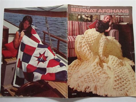 Knit And Crochet Afghan Patterns Vintage Bernat Afghans To Knit And Crochet Book 160 Irish Knit