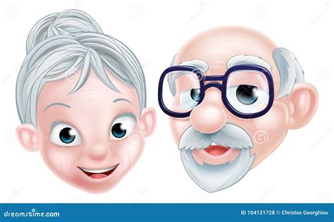 Pares Idosos Felizes Dos Desenhos Animados Ilustração do Vetor