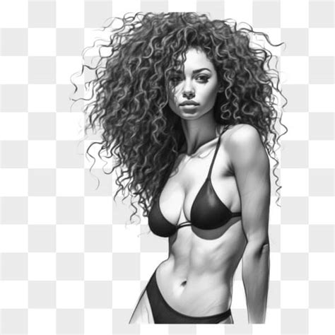 Descarga Ilustración estilizada de una mujer en bikini negro Bocetos En Línea Creative Fabrica