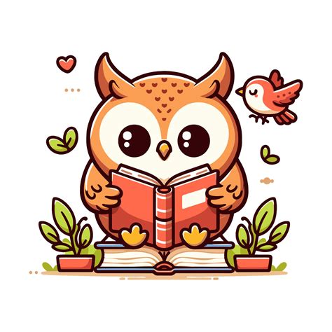 Ai Generated Cute Owl Reading Book Vector Art At Vecteezy