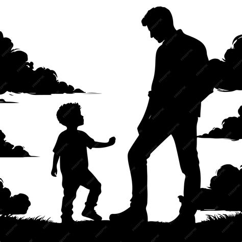 Premium Vector Father And Son Silhouette Vector