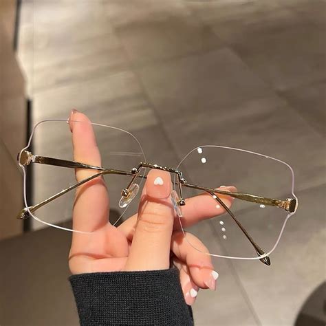 Mắt Kính mát kính ko viền kim tuyến tròng ombre má hồng siêu hot Bự