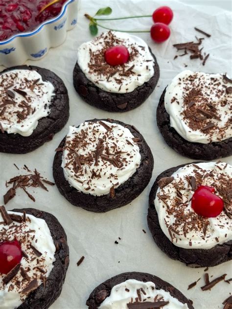 Fudgy Black Forest Cookies With Cherry Compote The Food Flamingo