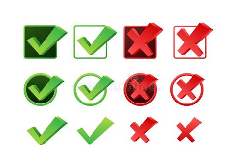 Checkmark Cross Check And Wrong Icon Symbols YES And NO Vector Stock