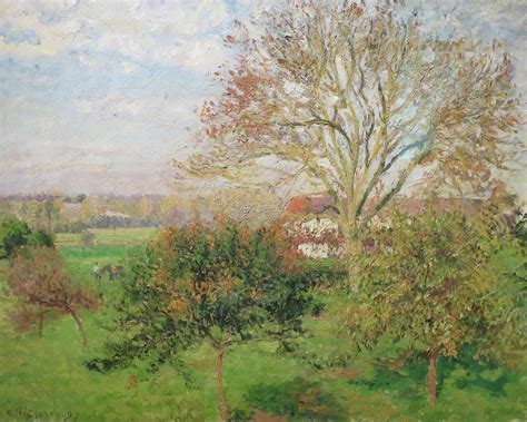 The Big Walnut Tree Autumn Morning Eragny Painting By Camille