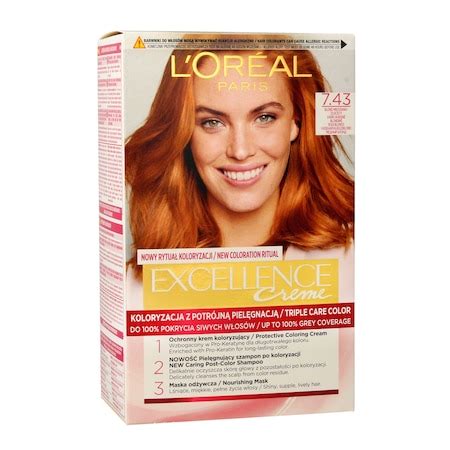 Vopsea de par L'Oreal Paris Excellence Creme, 7.43 Copper Blond Golden ...