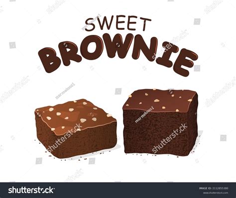 Chocolate Brownie Isolated On White Background Stock Vector Royalty