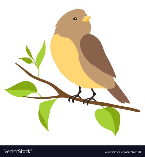 Stylized Bird Sitting On Branch Royalty Free Vector Image