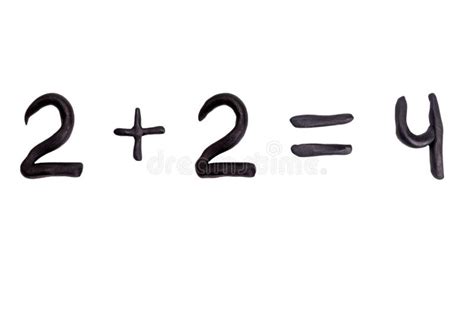 Math Example Two Plus Two Equals Four From Plasticine Clay Isolated On