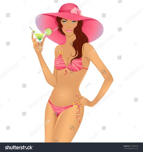 Beautiful Brunette Woman In Bikini Vector Illustration Hot Sex