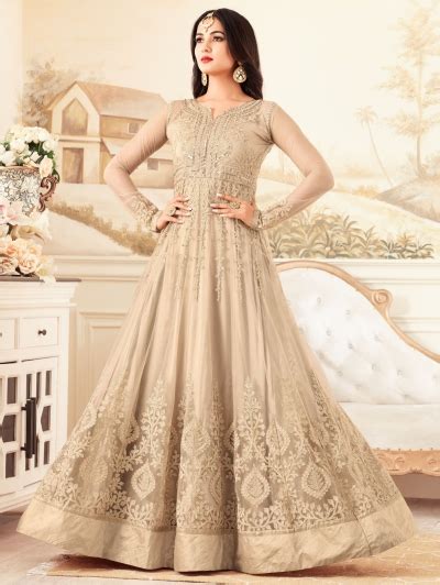 Sonal Chauhan Net Beige Party Wear Anarkali