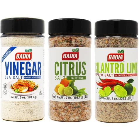 Badia Spices Citrus Salts Bundle 3 Jars Vinegar Sea Salt Citrus Salt