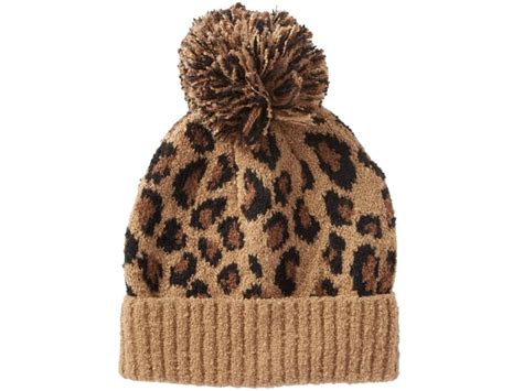 Wholesale Leopard Pom Pom Beanies Winter Warm Long Knit Thick Ribbed