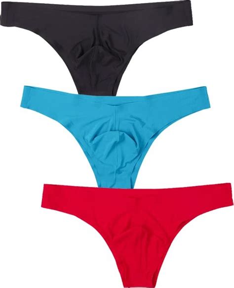 Comlife Mens Solid Color Ice Silk Traceless Breathable Bikini Thongs