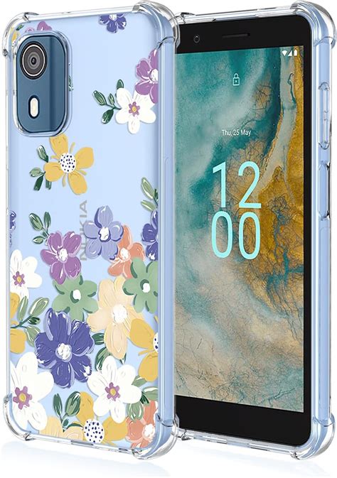 RonRun For Nokia C02 Phone Case Slim TPU Painting Flower Pattern