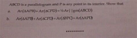 In Fig P Is A Point In The Interior Of A Parallelogram ABCD Show