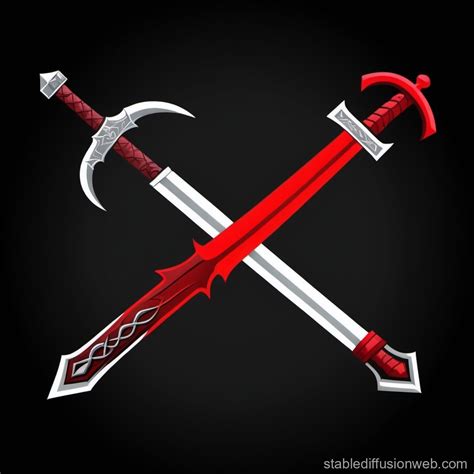 A Crossed Red Sword And Hammer Symbol With A White Outline On A Black