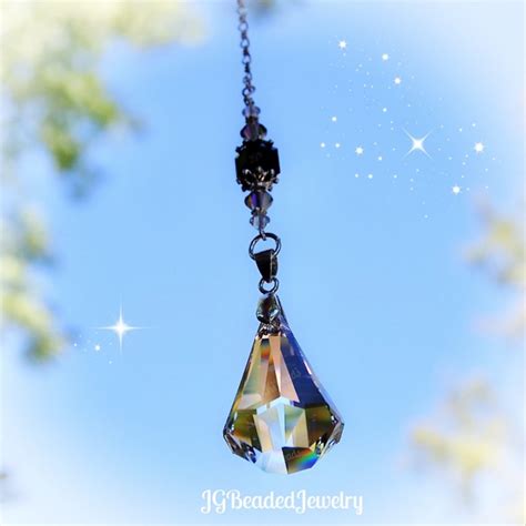 Black Diamond Swarovski Crystal Raindrop Suncatcher Jgbeads