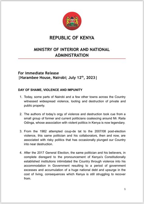 Kenyan Crime Buster On Twitter Just In Statement From CS Interior