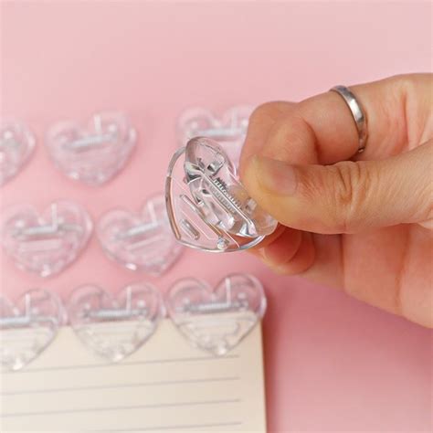 Jual AN Paper Clip Cute Heart Klip Kertas Plastik Bening Bentuk Hati Di