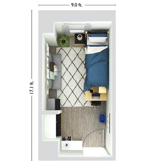 Single Dorm Room Layout