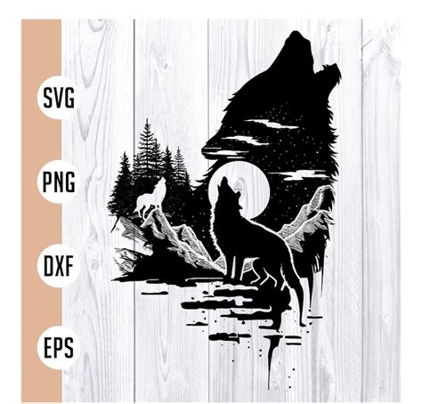 Howling Wolf Svg File Mountain Wolf Pack Cliparts And Cricut Etsy