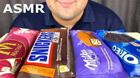 ASMR Eating Ice Cream Party Snickers Magnum Oreo Milka Mukbang