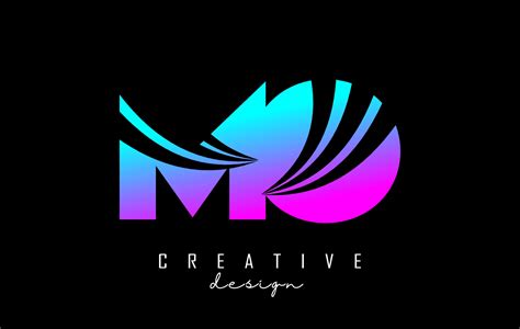 Creative colorful letters MO m o logo with leading lines and road ...