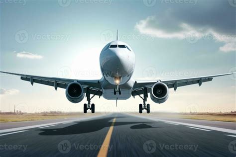 landing plane from front view. Generative AI 26196087 Stock Photo at ...