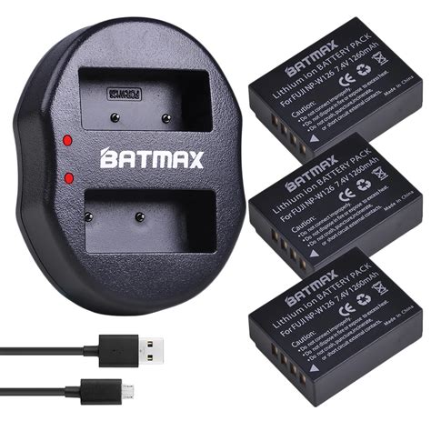 Batmax 3pc NP W126 NP W126 Rechargeable Battery USB Dual Charger For