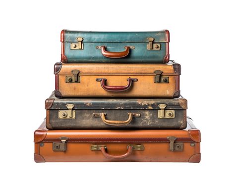 vintage luggage suitcases isolated  transparent background