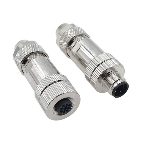 M12 Sensor Connector Maleandfemale Signal Shielding Metal Plug 4 5 8 Pin Screw Threaded Coupling A