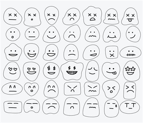 Collection Of Freehand Drawing Of Emoticons 8884860 Vector Art At Vecteezy