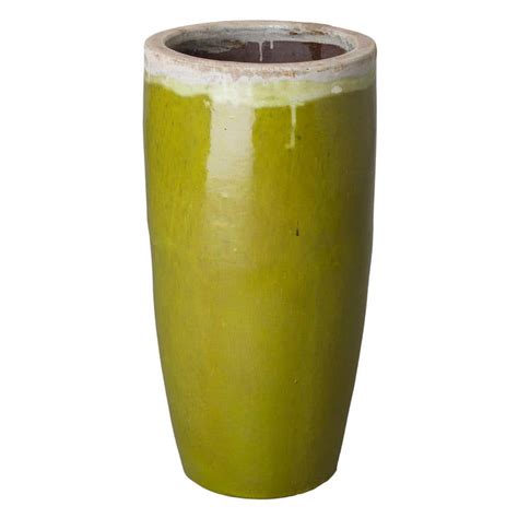 Emissary Tall In D X In H Reef Lime Ceramic Round Planter With