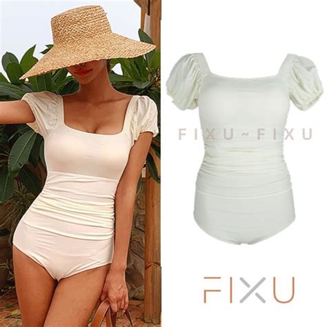 Jual [fixu] Swimsuit White Polos Baju Renang Wanita Big Size One Piece