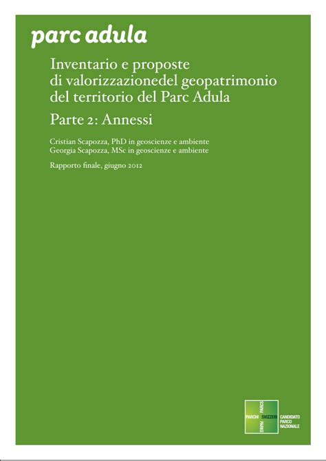 Pdf Parc Adula Inventario E Proposte Di Valorizzazione Del