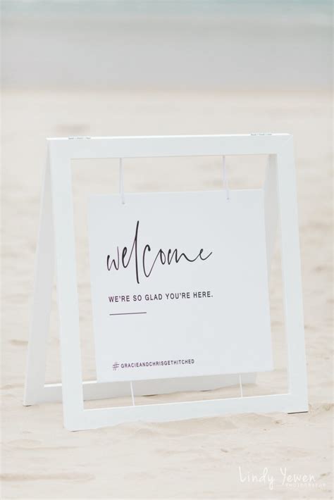 White Timber Frame Welcome Sign Hire Sunshinie Coast by Simply Style Co