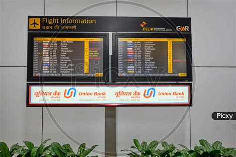 Image Of Flight Information Display Board At Indira Gandhi