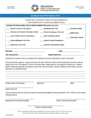 Fillable Online Employee Recognition Program Details And Forms For The