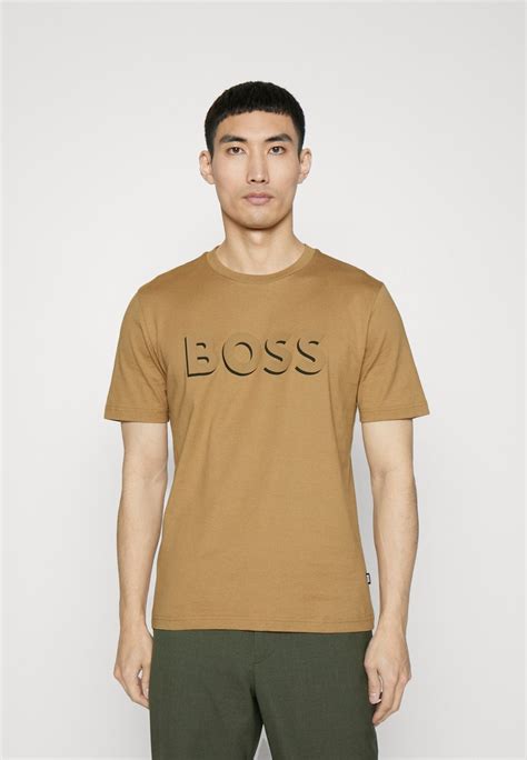 Boss Tiburt T Shirt Imprimé Medium Beige Beige Zalando Fr