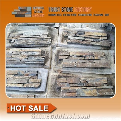 Rusty Quartzite Panels Decor Ledgestone Cultured Stone Cladding Price