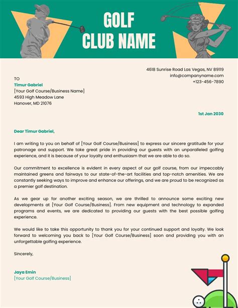 Beige And Green Classic Vintage Business Golf Club Letterhead Venngage